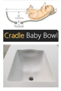 Cradle Baby Bowl - ergonomic baby bathing bowl for hospitals