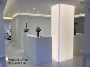 Solid surface interior of NYC doctor's office