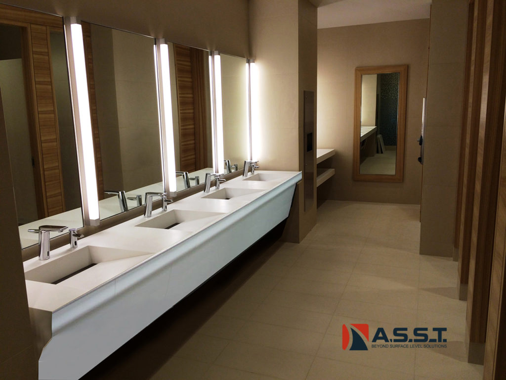 Solid Surface Flush Mounted Sinks – No Seam Equals Less Bacteria and Better Aesthetics